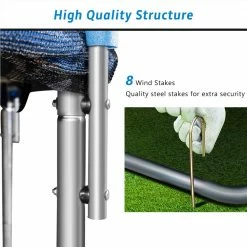 12FT Trampoline for Kids with Safety Enclosure Net, Ladder and 8 Wind Stakes, Round Outdoor Recreational Trampoline - Blue -Sports Shop 12FT Trampoline for Kids with Safety Enclosure Net Ladder and 8 Wind Stakes Round Outdoor Recreational Trampoline 455339 5