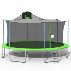 16FT Trampoline with 360-degree Safety Net - Green