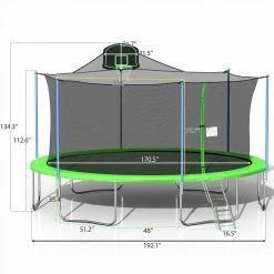 16FT Trampoline with 360-degree Safety Net - Green 13 16FT Trampoline with 360-degree Safety Net - Green -Sports Shop 16FT TRAMPOLINE GREEN 455354 5
