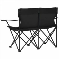 2-Seater Foldable Camping Chair Steel and Fabric Black -Sports Shop 2 Seater Foldable Camping Chair Steel and Fabric Black 467630 3