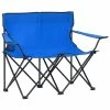 2-Seater Foldable Camping Chair Steel and Fabric Blue