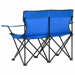 2-Seater Foldable Camping Chair Steel and Fabric Blue -Sports Shop 2 Seater Foldable Camping Chair Steel and Fabric Blue 467557 3