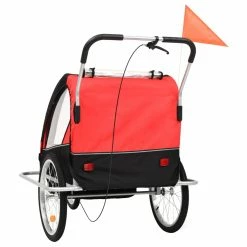2-in-1 Kids' Bicycle Trailer & Stroller Black and Red -Sports Shop 2 in 1 Kids Bicycle Trailer Stroller Black and Red 428539 3