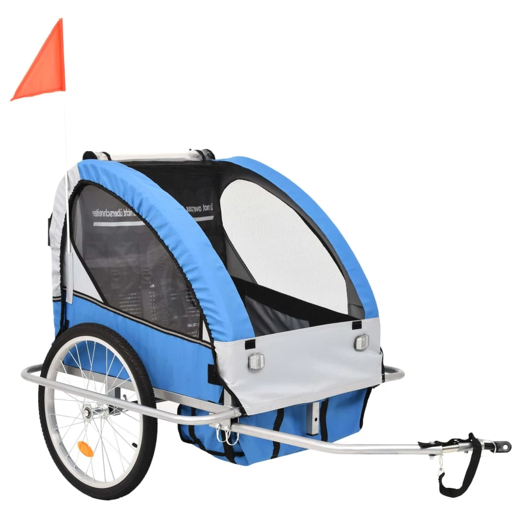 2-in-1 Kids' Bicycle Trailer & Stroller Dark Blue and Grey 3 2-in-1 Kids' Bicycle Trailer & Stroller Dark Blue and Grey