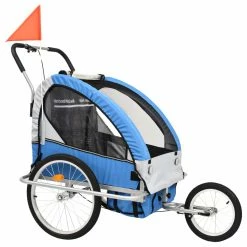 2-in-1 Kids' Bicycle Trailer & Stroller Dark Blue and Grey 10 2-in-1 Kids' Bicycle Trailer & Stroller Dark Blue and Grey -Sports Shop 2 in 1 Kids Bicycle Trailer Stroller Dark Blue and Grey 432027 2