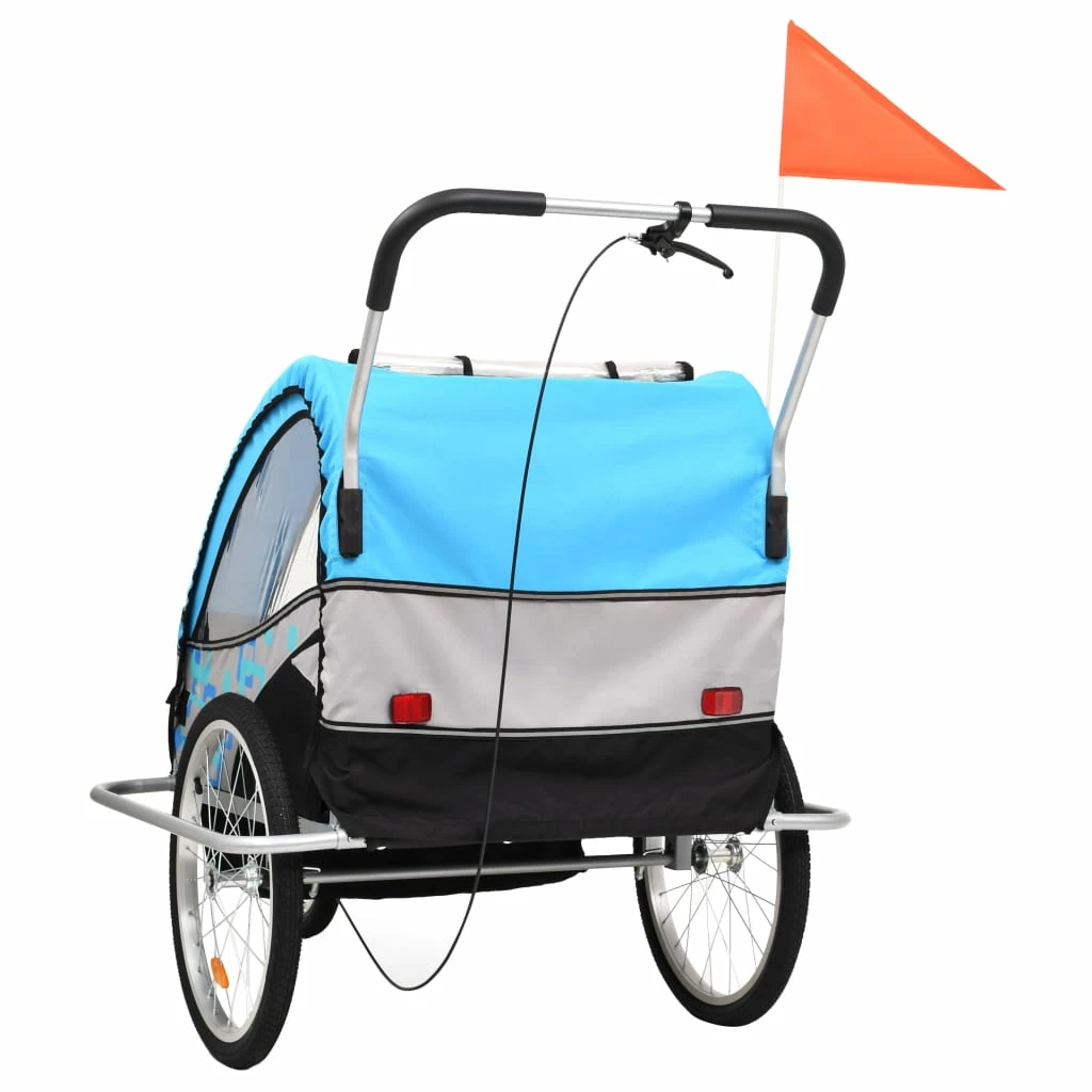 2-in-1 Kids' Bicycle Trailer & Stroller Light Blue and Grey 6 2-in-1 Kids' Bicycle Trailer & Stroller Light Blue and Grey - Image 4