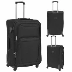 3 Piece Soft Case Trolley Set Black -Sports Shop 3 Piece Soft Case Trolley Set Black 428585 4