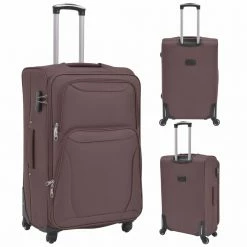 3 Piece Soft Case Trolley Set Coffee -Sports Shop 3 Piece Soft Case Trolley Set Coffee 428578 4
