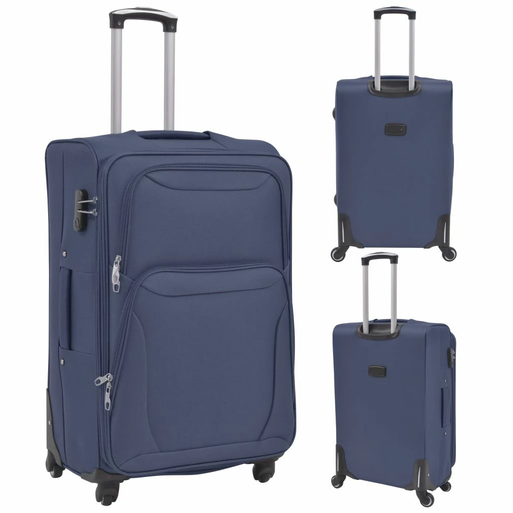 3 Piece Soft Case Trolley Set Navy Blue 7 3 Piece Soft Case Trolley Set Navy Blue - Image 5