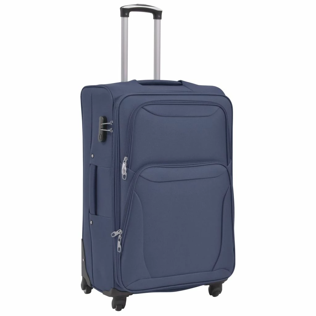 3 Piece Soft Case Trolley Set Navy Blue 8 3 Piece Soft Case Trolley Set Navy Blue - Image 6