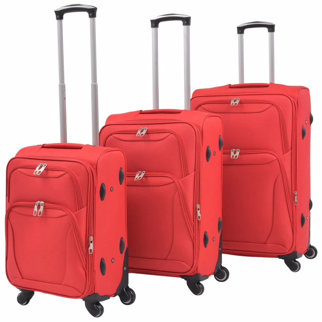 3 Piece Soft Case Trolley Set Red 3 3 Piece Soft Case Trolley Set Red