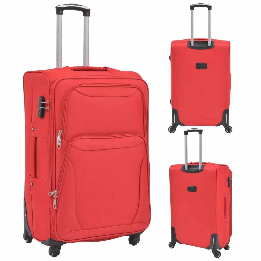 3 Piece Soft Case Trolley Set Red 7 3 Piece Soft Case Trolley Set Red - Image 5