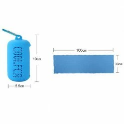 Portable Quick-drying Cooling Towel Superfine Fiber With Silicone Sleeve For Travel Outdoor Fitness 30 x 100cm - Blue -Sports Shop 30 x 100cm Portable Quick drying Cooling Towel Blue 903739