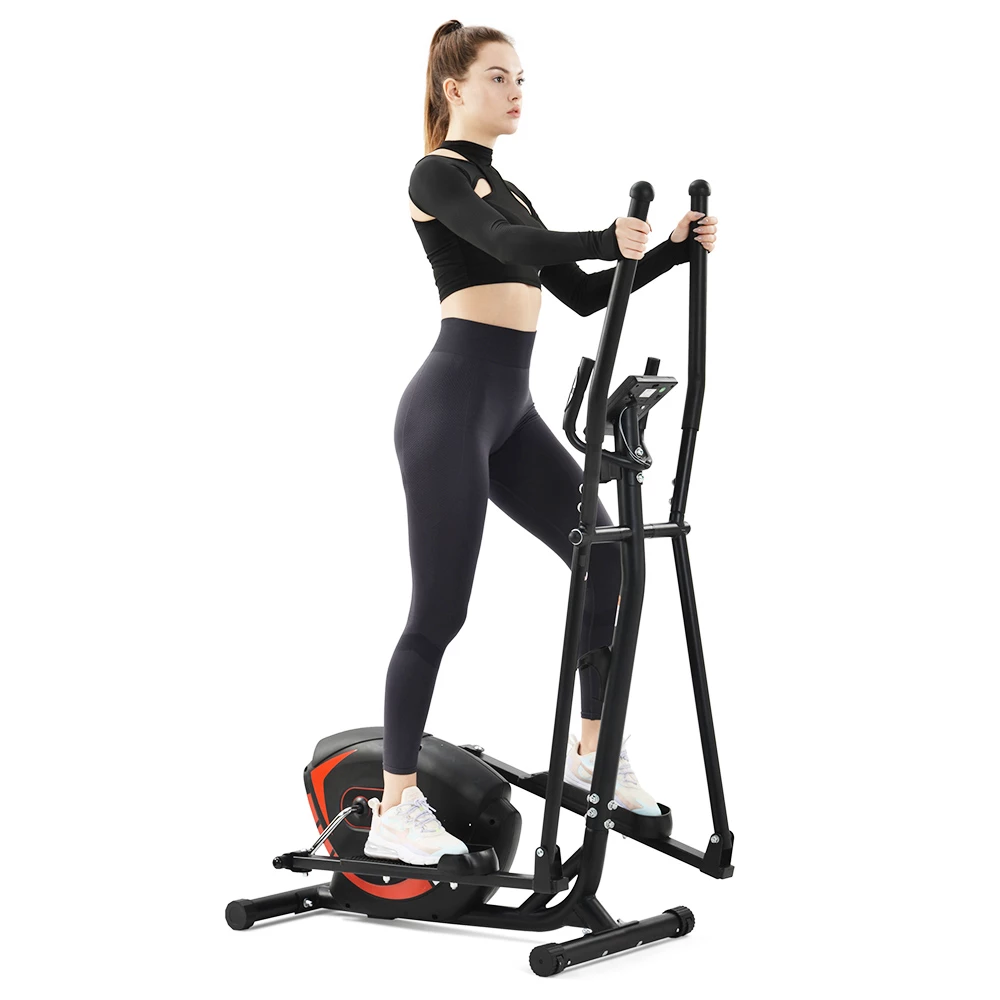 Merax Indoor Ergonomic Exercise Bike Elliptical Machine 8-level Resistance Adjustment Magnetic Brake System Non-slip Pedal LCD Display Maximum Load 120kg - Red 7 Merax Indoor Ergonomic Exercise Bike Elliptical Machine 8-level Resistance Adjustment Magnetic Brake System Non-slip Pedal LCD Display Maximum Load 120kg - Red - Image 5