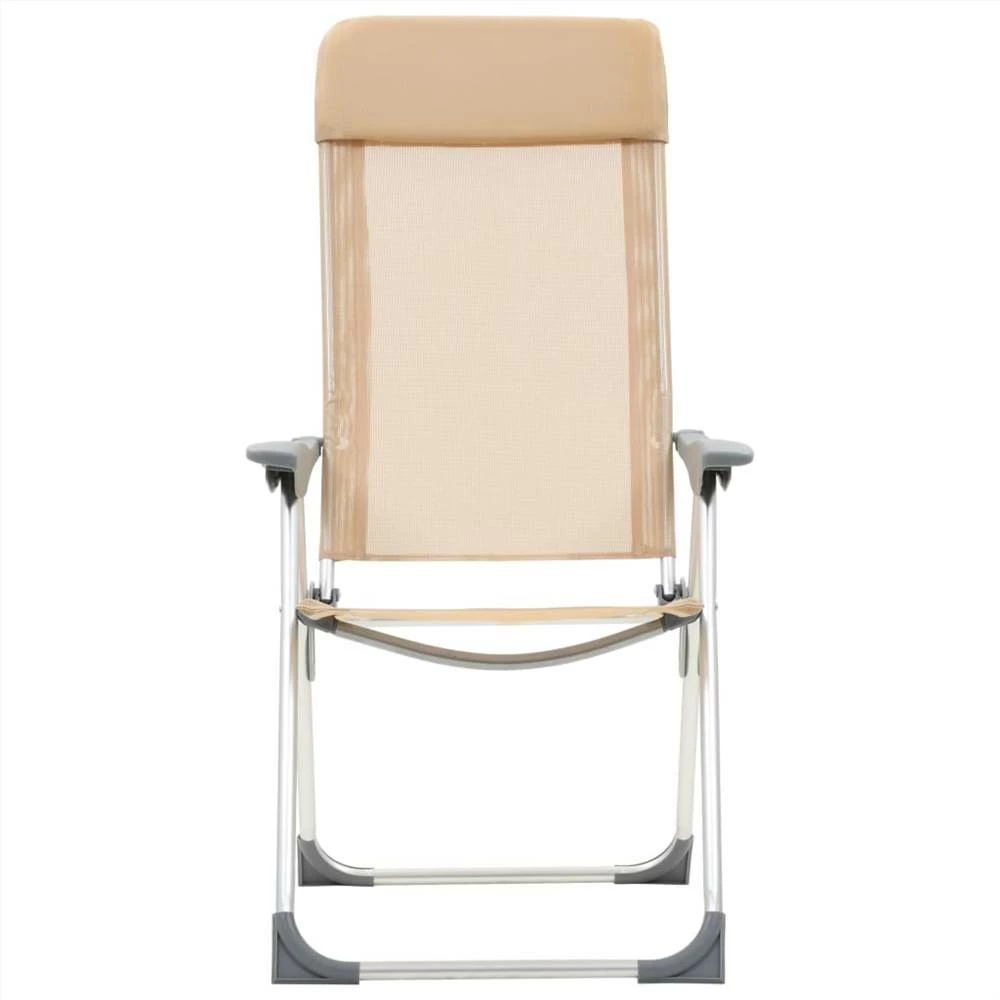 44306 Folding Camping Chairs 2 pcs Cream Aluminium 6 44306 Folding Camping Chairs 2 pcs Cream Aluminium - Image 4