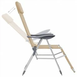 44317 Folding Camping Chairs 2 pcs with Footrest Cream Aluminium -Sports Shop 44317 Folding Camping Chairs 2 pcs with Footrest Cream Aluminium 475075 2