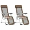 44318 Folding Camping Chairs 2 pcs with Footrest Taupe Aluminium
