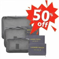 6 Piece Travel Packing Cube Set Grey