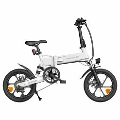 ADO A16 XE Folding Electric Bike 250W Geared Hub Motor 36V 7.5Ah Battery for 43 Mile Range 25km/h Max Speed - White