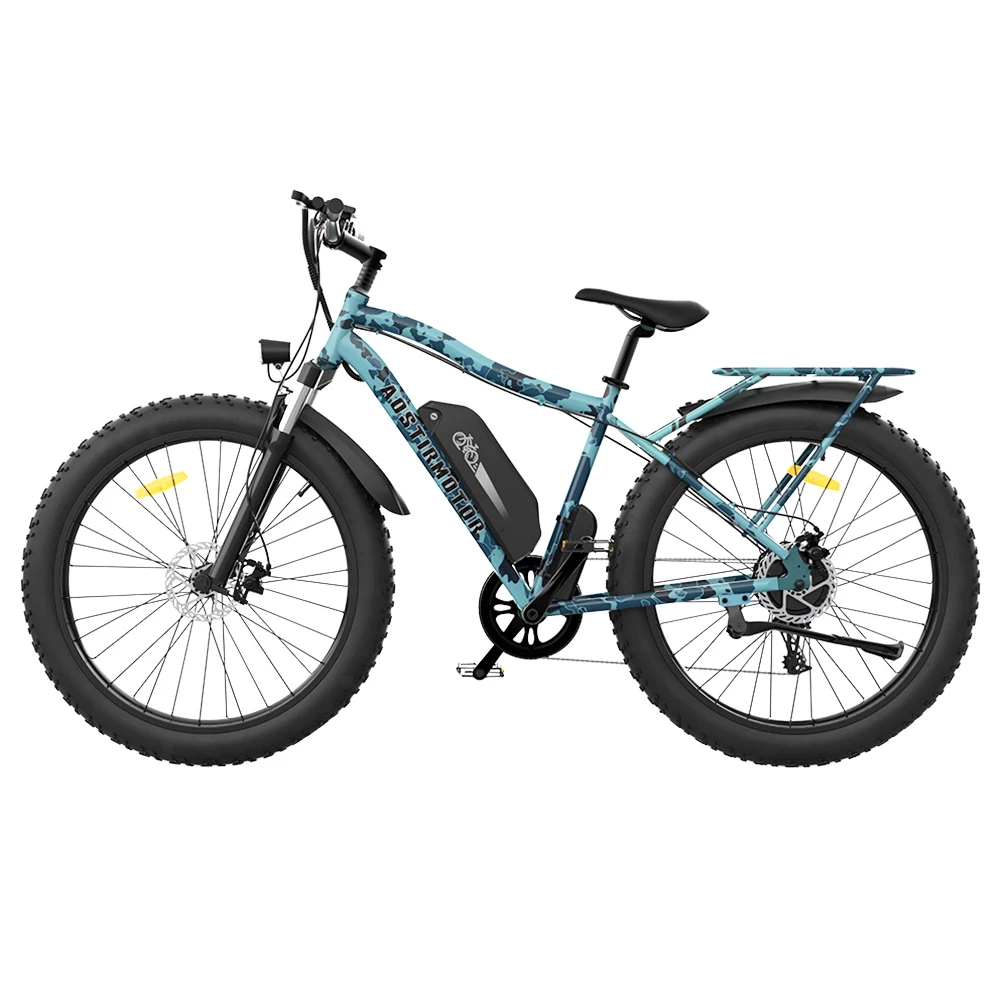 AOSTIRMOTOR S07-F Electric Bike 26*4.0'' Fat Tire 48V 13Ah Battery 750W Motor 7 Speed Shimano Gear - Ocean Blue Camo 4 AOSTIRMOTOR S07-F Electric Bike 26*4.0'' Fat Tire 48V 13Ah Battery 750W Motor 7 Speed Shimano Gear - Ocean Blue Camo - Image 2