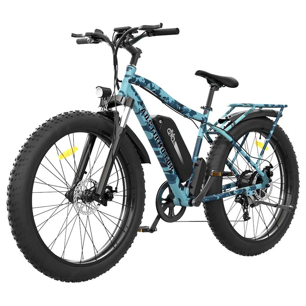 AOSTIRMOTOR S07-F Electric Bike 26*4.0'' Fat Tire 48V 13Ah Battery 750W Motor 7 Speed Shimano Gear - Ocean Blue Camo 5 AOSTIRMOTOR S07-F Electric Bike 26*4.0'' Fat Tire 48V 13Ah Battery 750W Motor 7 Speed Shimano Gear - Ocean Blue Camo - Image 3