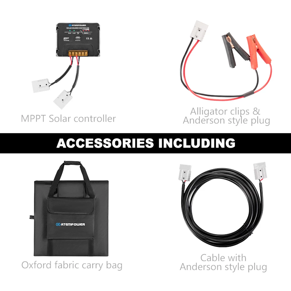 ATEM POWER 12V 300W Folding Solar Panel, PET Films, MPPT Controller, USB Charging, Flexible Solar Blanket Mat Kit 5 ATEM POWER 12V 300W Folding Solar Panel, PET Films, MPPT Controller, USB Charging, Flexible Solar Blanket Mat Kit - Image 3