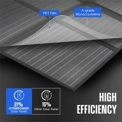 ATEM POWER 200W Portable Monocrystalline Solar Panel with 20A MPPT Charger Controller for Outdoor RV Boat Camping -Sports Shop ATEM POWER 200W Portable Monocrystalline Solar Panel 499030 2
