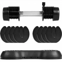 Adjustable Dumbbell 25 lbs with Fast Automatic Adjustable and Weight Plate for Body Workout Home Gym - Black -Sports Shop Adjustable Dumbbell 25 lbs with Fast Automatic Adjustable and Weight Plate for Body Workout Home Gym black Note Single 455371 4