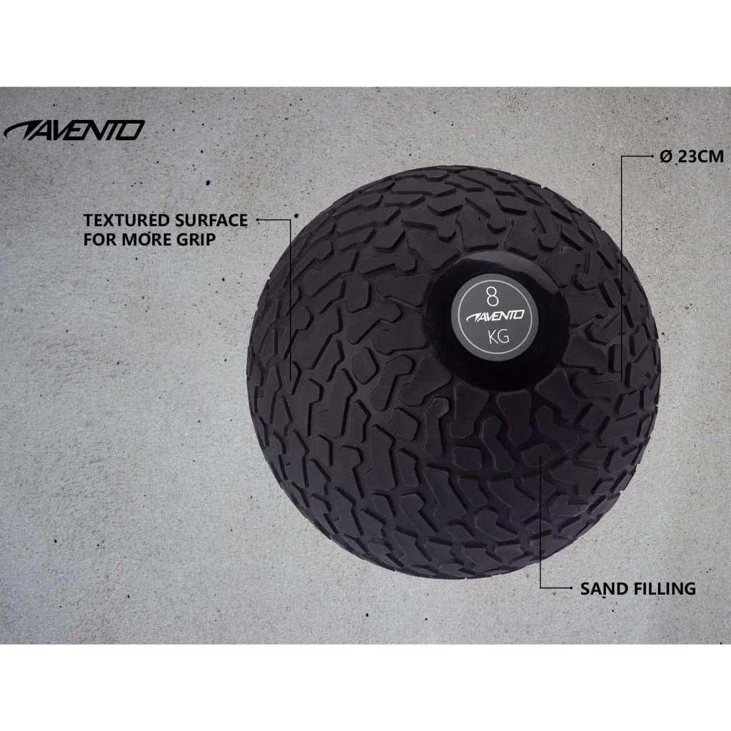 Avento Slam Ball Textured 8 kg Black 4 Avento Slam Ball Textured 8 kg Black - Image 2