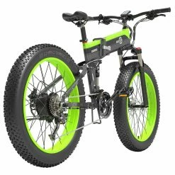 BEZIOR X1000 Folding Electric Bike Bicycle Panasonic 48V 12.8Ah Battery 1000W Motor 26 inch Fat Tire Aluminum Alloy Frame Shimano 27-speed Shift Max Speed 40km/h IP54 100KM Power-assisted mileage Range LCD Display IP54 waterproof - Black Green -Sports Shop BEZIOR E BIKES X1000 Parameters 1000W Motor 456567 2