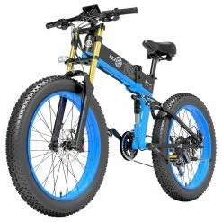 BEZIOR X-PLUS Electric Bike 1500W Motor 48V 17.5Ah Battery 26*4.0 Inch Fat Tire Mountain Bike 40Km/h Max Speed 200kg Load 130KM Range LCD Display IP54 Wateroroof - Blue