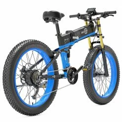 BEZIOR X-PLUS Electric Bike 1500W Motor 48V 17.5Ah Battery 26*4.0 Inch Fat Tire Mountain Bike 40Km/h Max Speed 200kg Load 130KM Range LCD Display IP54 Wateroroof - Blue -Sports Shop BEZIOR X PLUS Electric Bike 1500W Motor 48V 17 5Ah Battery Blue 507631 5