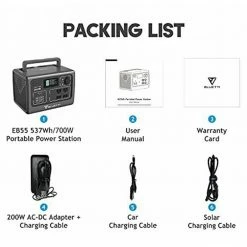 BLUETTI EB55 Portable Power Station 700W/537Wh Solar Generator - Black -Sports Shop BLUETTI EB55 Portable Power Station 700W 537Wh Solar Generator with 4 472814 1