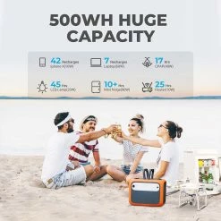 BLUETTI PowerOak AC50S 300W Portable Power Station, 500Wh Lithium Battery Solar Generator, Pure Sine Wave AC Outlet, Wireless Charging Battery Backup for Outdoor Tailgating Camping - Orange -Sports Shop BLUETTI Power Station 500Wh Solar Generator Bluetti AC50S Wireless Cha 472802 3