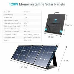 BLUETTI POWEROAK SP120 120W Solar Panel for AC200P/EB70/AC50S/EB150/EB240 Solar Generator Portable Foldable Solar Panel for Outdoor -Sports Shop BLUETTI SP120 120W Solar Panel for AC200P EB70 AC50S EB150 EB240 Solar 472810 3