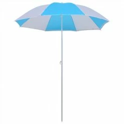 Beach Umbrella Shelter Blue and White 180 cm Fabric -Sports Shop Beach Umbrella Shelter Blue and White 180 cm Fabric 486389 2