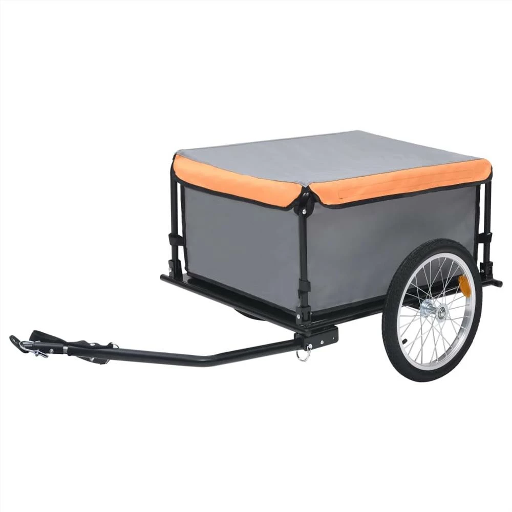 Bike Cargo Trailer Grey and Orange 65 kg 3 Bike Cargo Trailer Grey and Orange 65 kg