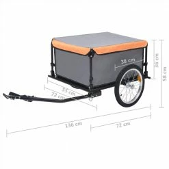 Bike Cargo Trailer Grey and Orange 65 kg 13 Bike Cargo Trailer Grey and Orange 65 kg -Sports Shop Bike Cargo Trailer Grey and Orange 65 kg 462360 5
