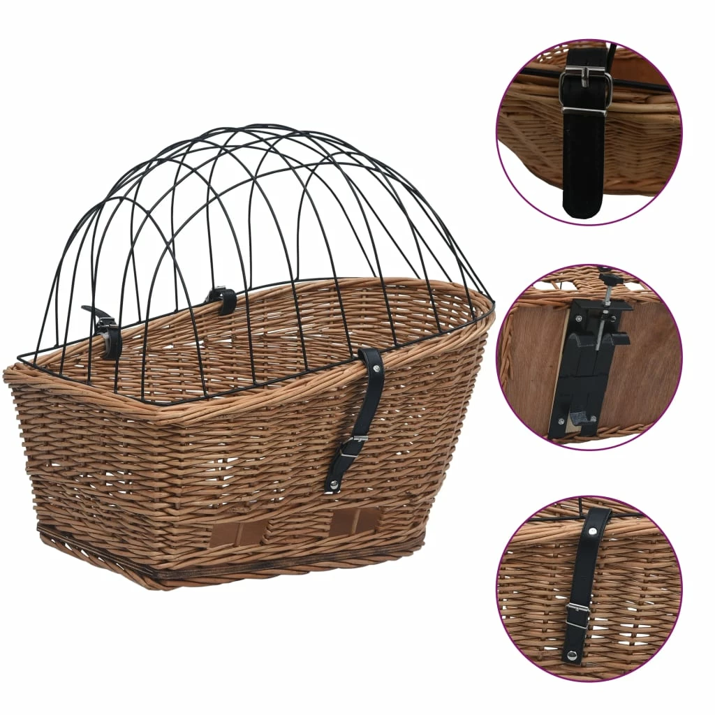 Bike Rear Basket with Cover 55x31x36 cm Natural Willow 4 Bike Rear Basket with Cover 55x31x36 cm Natural Willow - Image 2