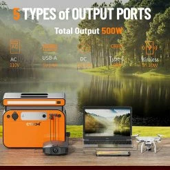 CTECHi GT500 500W Portable Power Station, 518Wh LiFePO4 Battery BSM Systems Backup Solar Generator with 230 V AC Sockets, Dual 10W Wireless Charging, 60W PD Fast Charging, 8 Outputs, LCD Display, Emergency Generator for Camping Emergency Home Use 12 CTECHi GT500 500W Portable Power Station, 518Wh LiFePO4 Battery BSM Systems Backup Solar Generator with 230 V AC Sockets, Dual 10W Wireless Charging, 60W PD Fast Charging, 8 Outputs, LCD Display, Emergency Generator for Camping Emergency Home Use -Sports Shop CTECHi GT500 500W Portable Power Station 516995 4