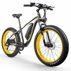CYSUM M980 Fat Tire Electric Bike 48V 1000W Brushless Motor 17Ah Removable Battery for 50-70 Range - Black-Yellow -Sports Shop CYSUM M980 Fat Tire Electric Bike 48V 1000W Motor Black Yellow 498573 1