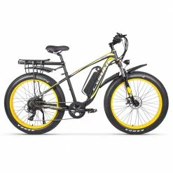 CYSUM M980 Fat Tire Electric Bike 48V 1000W Brushless Motor 17Ah Removable Battery for 50-70 Range - Black-Yellow -Sports Shop CYSUM M980 Fat Tire Electric Bike 48V 1000W Motor Black Yellow 498573 3