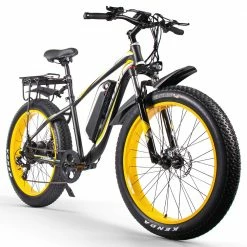 CYSUM M980 Fat Tire Electric Bike 48V 1000W Brushless Motor 17Ah Removable Battery for 50-70 Range - Black-Yellow -Sports Shop CYSUM M980 Fat Tire Electric Bike 48V 1000W Motor Black Yellow 498573 4