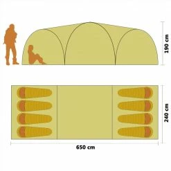 Camping Igloo Tent 650x240x190 cm 8 Person Yellow -Sports Shop Camping Igloo Tent 650x240x190 cm 8 Person Yellow 488296 3