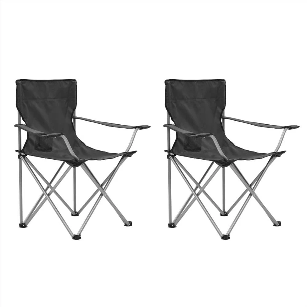 Camping Table and Chair Set 3 Pieces Grey 4 Camping Table and Chair Set 3 Pieces Grey - Image 2