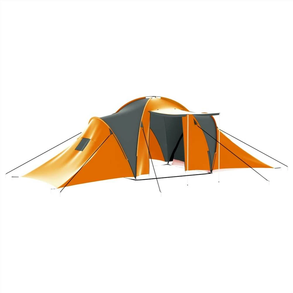 Camping Tent 9 Persons Fabric Grey and Orange 3 Camping Tent 9 Persons Fabric Grey and Orange