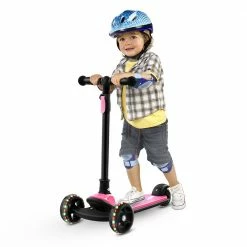 Kick Scooter Glide Scooter with Extra Wide PU Light-Up Wheels and 4 Adjustable Heights for Children from 3-12 Pink -Sports Shop Children Scooter Pink 426992 5