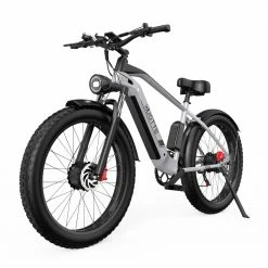 DUOTTS F26 Electric Mountain Bike 750W*2 Dual Motors 48V 20Ah LG Battery 26*4.0 Inch Fat Tires 55Km/h Max Speed 55 Degree Climbing Smart LCD Display Dual Disc Brakes Front Shock Absorption 150KG Max Load 100KM Range - Silver -Sports Shop DUOTTS F26 Electric Bike 750W 2 Dual Motors LG 20Ah Battery Silver 518024 2