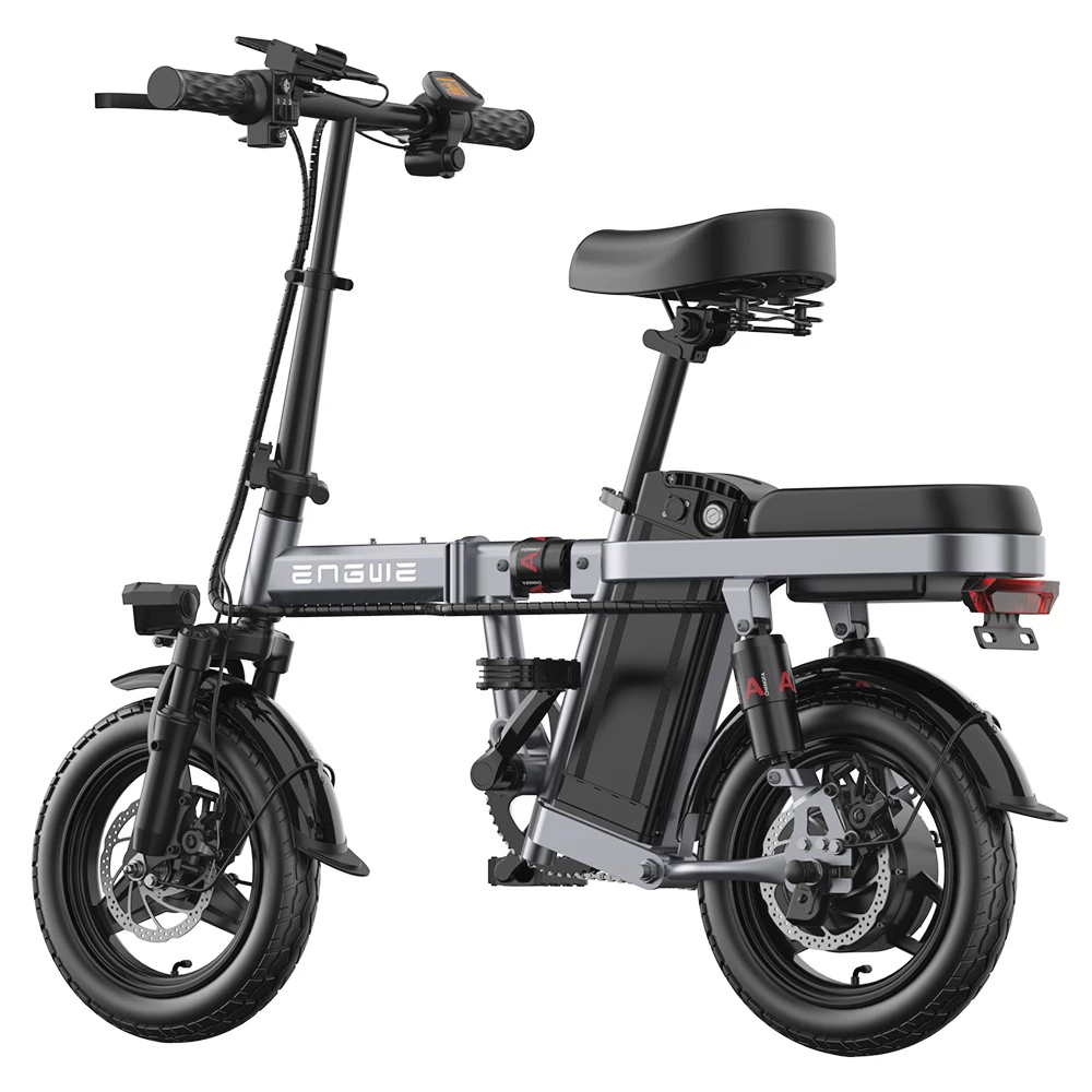 ENGWE T14 Folding Electric Bicycle 14 Inch Tire 350W Brushless Motor 48V 10Ah Battery 25km/h Max Speed - Grey 4 ENGWE T14 Folding Electric Bicycle 14 Inch Tire 350W Brushless Motor 48V 10Ah Battery 25km/h Max Speed - Grey - Image 2
