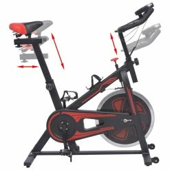 Exercise Spinning Bike with Pulse Sensors Black and Red -Sports Shop Exercise Spinning Bike with Pulse Sensors Black and Red 427193 2